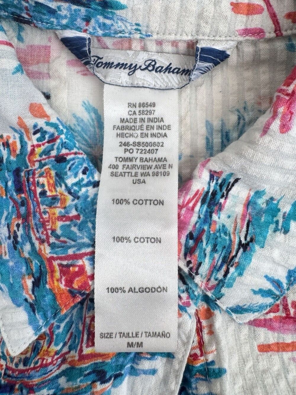 Tommy Bahama Tropical Oasis Boyfriend Beach Shirt Crinkle Cover Up - Picture 8 of 11